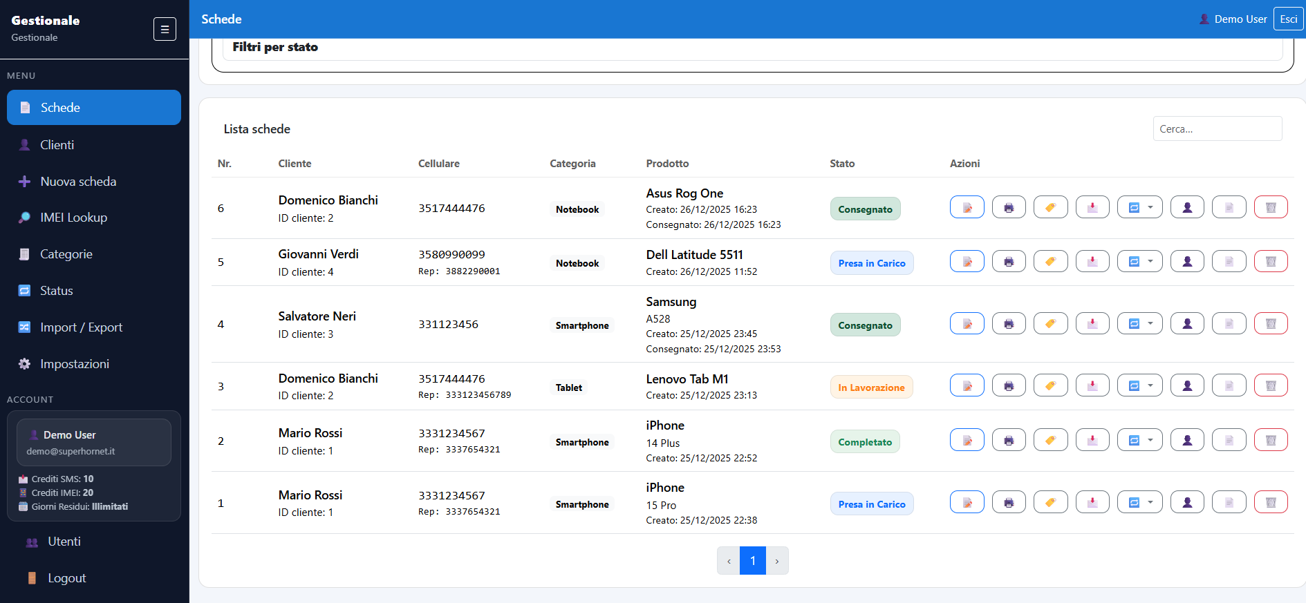 Interfaccia SuperHornet